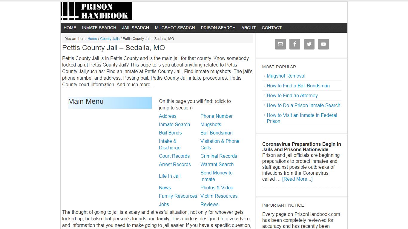Pettis County Jail – Sedalia, MO - Prison Handbook